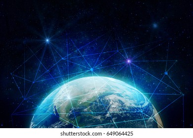 Abstract globe with digital connections. Communication concept. Elements of this image furnished by NASA
