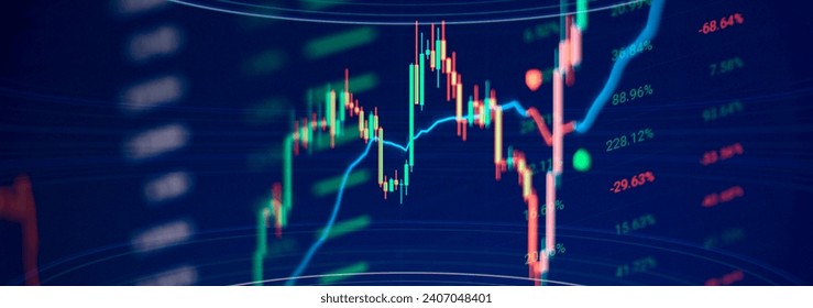 Abstract glowing forex chart interface wallpaper. Investment, trade, stock, finance and analysis