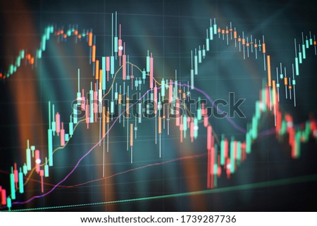 Abstract glowing forex chart interface wallpaper. Investment, trade, stock, finance and analysis concept.