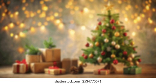 Abstract Gold Christmas New Year Background Winter Blured Bokeh Tree Presents Gifts Fireworks  Lights Magic Celebration Merry xmas Card Bright Decorative Nature 2025 2026 Design - Powered by Shutterstock