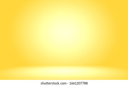 Abstract gold gradient spotlight room texture background. 
Studio backdrop wallpaper light room wall color yellow and empty space.