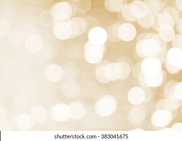 Abstract Gold And White Bokeh For Christmas Background.