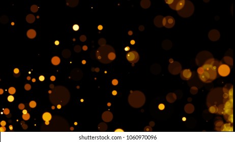 Abstract Golden Glitter Light Bokeh Defocused Isolated On The Black Background For Overlay Design 