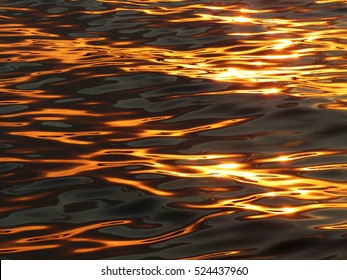 Abstract Golden Reflection On Water Sunset