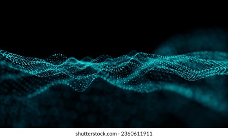 Abstract gradient hologram dynamic wave of particles. Digital technology background - Shutterstock ID 2360611911