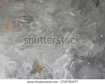 Abstract gray and beige texture with elegant gold splatters and expressive brush strokes