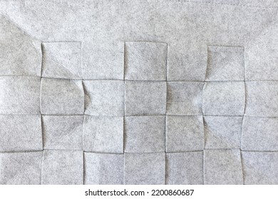 Abstract Gray Felt Background. Home Storage Basket Made Of Soft Grey Felt Material. Surface Of Felted Wool Fabric Texture. Close-up, Square Pattern