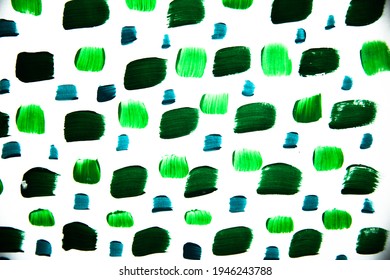 Abstract green background, hand painted texture, painted with acrylics, splashes, drops of paint, paint strokes. Design for backgrounds, wallpapers, covers and packaging.