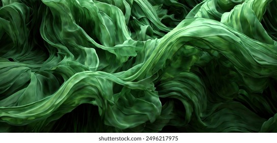 Abstract green liquid waves on black background. High quality background for banners, posters, wallpaper or template. - Powered by Shutterstock