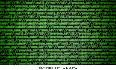 Abstract Green screen coding hacker concept, computer script code. Green Json string blur background 