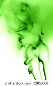 Abstract Green Smoke On White Background