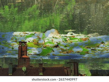 abstract, green, water, reflection, grid, nature, pattern, lines, modern art, symmetry, texture, surreal, background, calm, peaceful, minimal, light, bright,double exposure, meadow, church, flowers - Powered by Shutterstock - Get 15% off with code: PIKWIZARD15