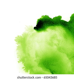 Abstract Green Watercolor Hand Painted Background