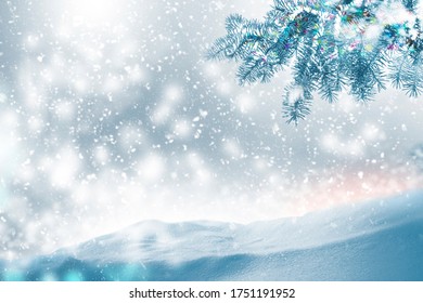 Abstract greeting card. Natural Christmas background sky.  snowfall, snowflakes,  snowdrifts. Winter landscape with falling snow - Shutterstock ID 1751191952