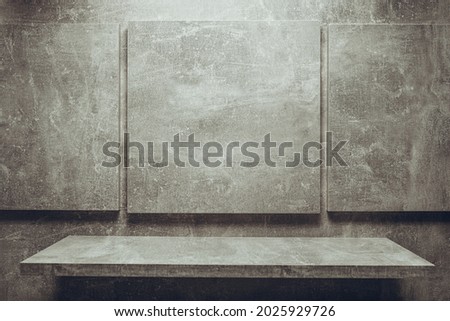 Abstract grey background texture at table or wall. Picture frame at gray wall background surface