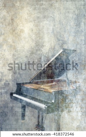 abstract grunge background with grand piano