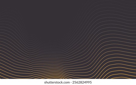 Abstrato meio-tons onda composição com linhas douradas para o fundo. Gradientes geométricos de semitons. Onda pontual futurista. Fundo abstrato com uma onda dinâmica