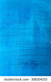 Abstract Hand Painted Blue Paint Canvas Background 