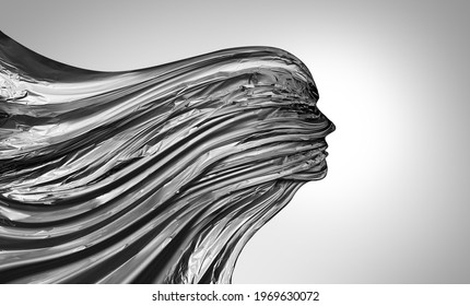 Abstract head flow as a symbol of technology psychology science and business as an icon for spirit thought and ideology as a design concept. - Shutterstock ID 1969630072