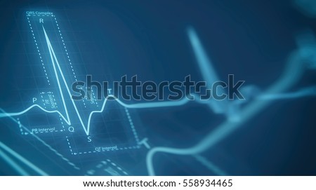 Abstract heart beats cardiogram illustration. Medical background
