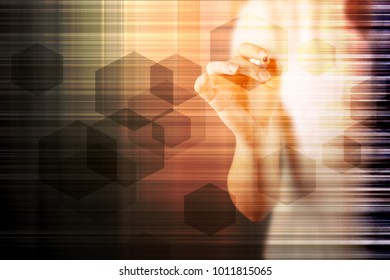 Abstract hexagon molecule background, genetic and chemical compounds, medical, technology or scientific concept
