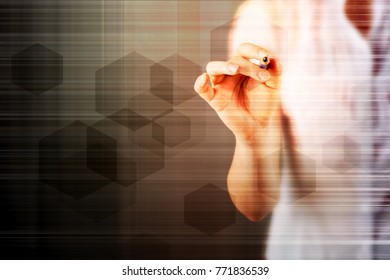Abstract hexagon molecule background, genetic and chemical compounds, medical, technology or scientific concept