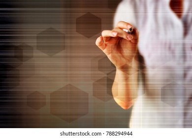 Abstract hexagon molecule background, genetic and chemical compounds, medical, technology or scientific concept