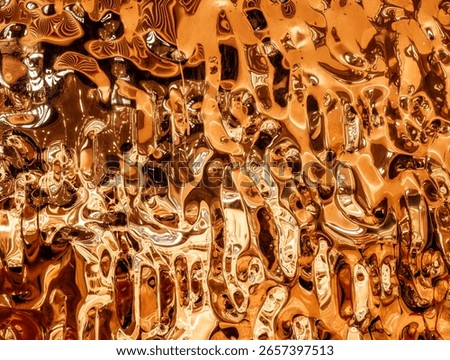 abstract, highly reflective, and metallic surface with intricate, fluid-like patterns. The surface creating a dynamic and vibrant visual effect. has a smooth, glossy texture, resembling liquid metal