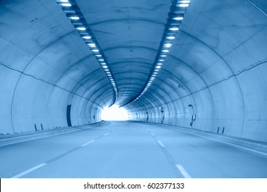 Abstract Highway Road Tunnel With Car Light 