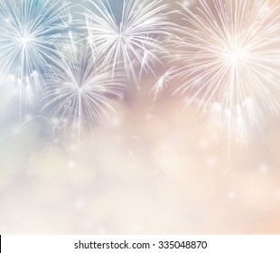 Abstract holiday background with fireworks and bokeh