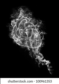 Abstract Human Heart In A Smoke On A Black Background