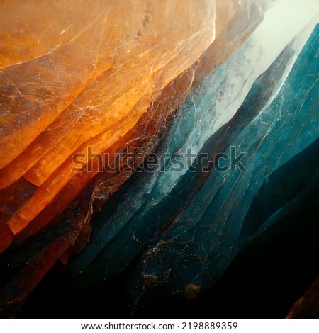 Abstract ice and amber cave background