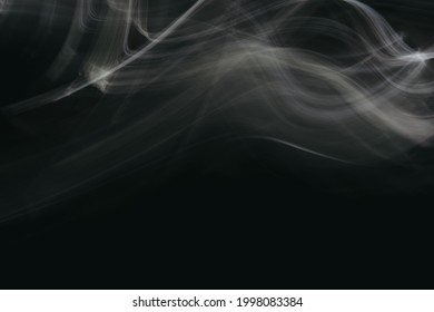 Abstract Illustration Of Light Curved Lines With Highlights On A Dark Background. The Line Drawing At The Top Of The Picture. Photo Effect.