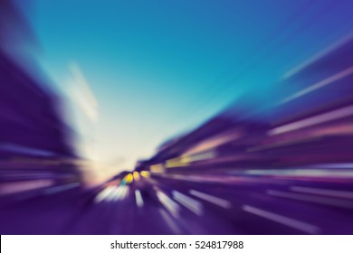 Abstract Image Of Blur Motion Of City Road At Night