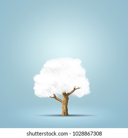 Abstract image of cloud tree over blue background. Conceptual image
