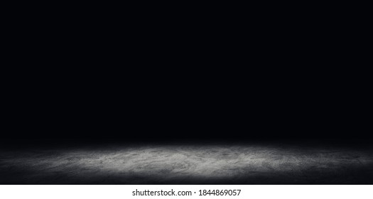 Abstract Image Of Empty Space Studio Dark Room Concrete Floor Grunge Texture Background.