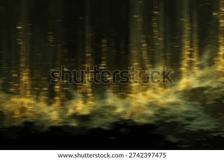 Abstract image featuring vertical streaks of golden light, possibly representing bokeh or light trails, shimmering and reflecting on a dark, rippling water surface.