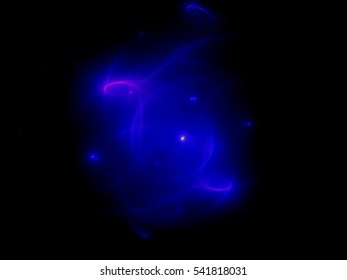 Abstract image generating computer graphics. Cosmos, flames, physical phenomena, nuclear and chemical interactions, nature and medicine ideas.