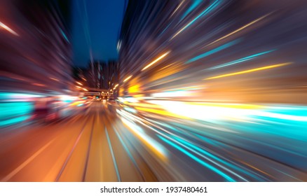 Abstract image of night traffic light trails in the city - Shutterstock ID 1937480461