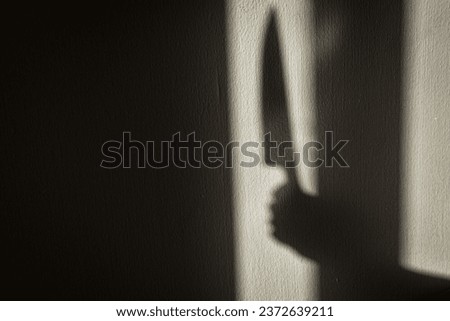 an abstract image of the shadow of a hand holding a knife