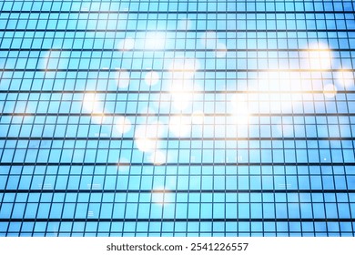 An abstract image of a skyscraper with a grid pattern of windows, with blurred light reflecting off the glass. - Powered by Shutterstock - Get 15% off with code: PIKWIZARD15