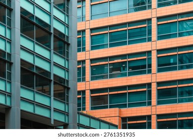 Abstract image of two different coloured buildings