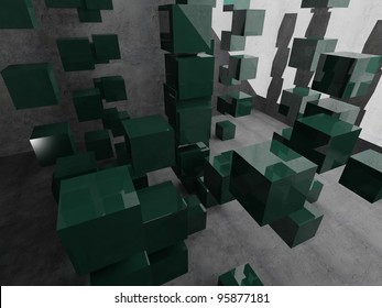 Abstract interior of 3d blocks