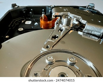 Abstract internal view of an SATA computer hard drive background