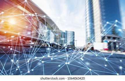 Abstract internet connection network background with motion effects