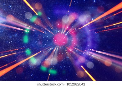 Abstract lens flare. concept image of space or time travel background over dark colors and bright lights - Powered by Shutterstock