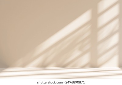 Abstract Light Beige Room with Gentle Window Shadows: Perfect for Product Display