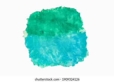 Abstract Light Blue And Light Green Texture Watercolor On White Background