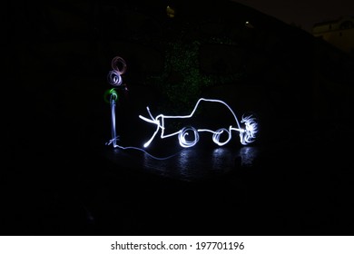 Abstract Light Painting, Freezelight Effect  Car, Road, Traffic