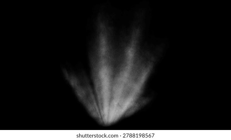 Abstract light rays emanating from a point on a black background with a grainy texture